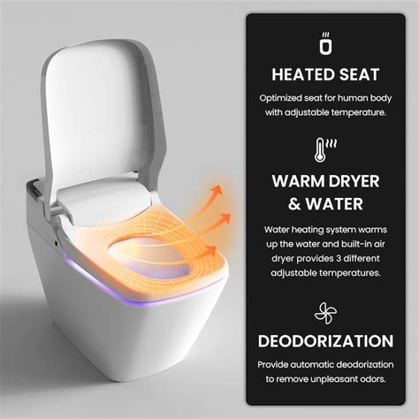 VOVO STYLEMENT One Piece UV-A LED White Dual Flush Square Standard ...