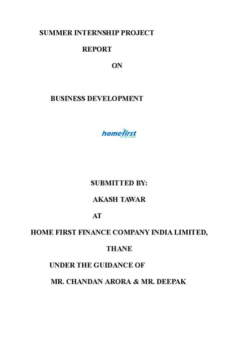 MBA Internship Report on Business Development by Akash Tawar - Studocu