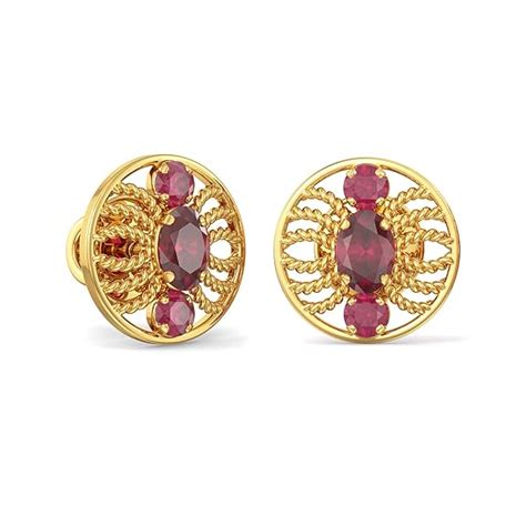 Joyalukkas 22k (916) Yellow Gold and Ruby Stud Earrings for Girls ...