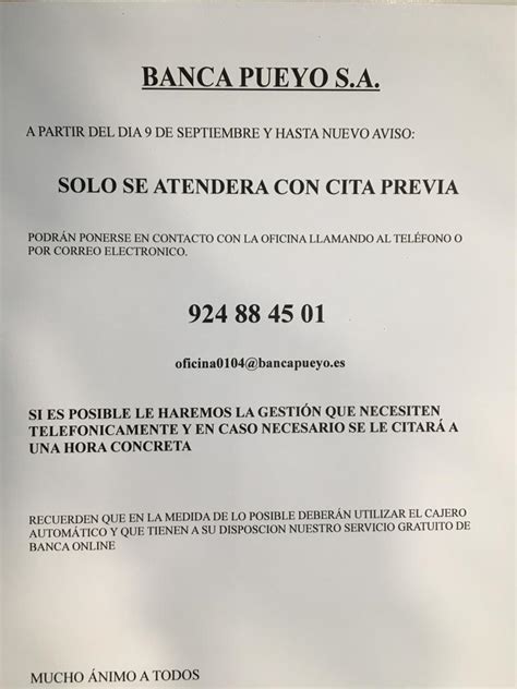 AVISO DE LA BANCA PUEYO