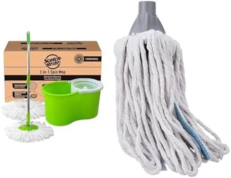 Scotch-Brite 2-in-1 Bucket Spin Mop (Green, 2 Refills), 4 Pcs : Amazon ...
