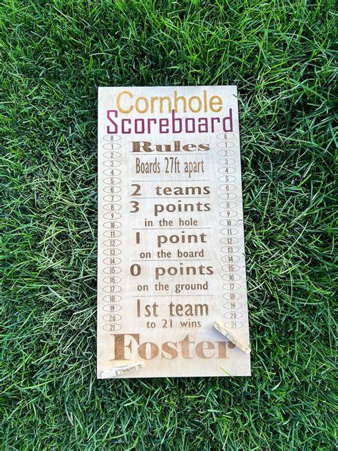 Personalized Cornhole Score Board and Rules SVG, Laser Cut Game Board ...