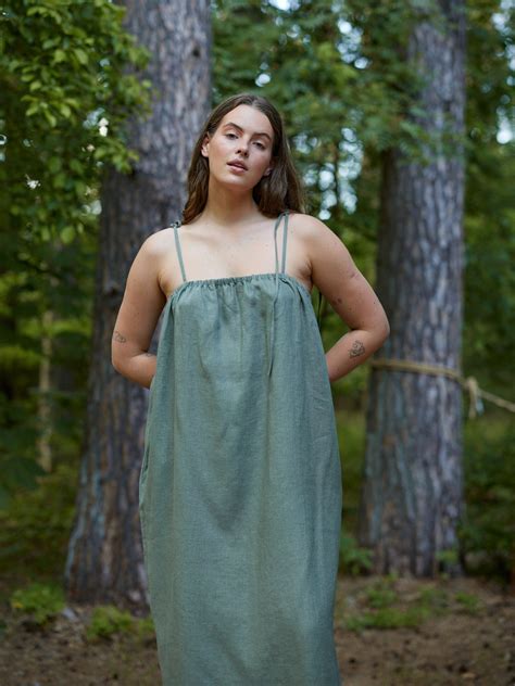 MINT Linen Tie Shoulder Dress - Love and Confuse