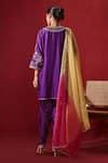 Buy Purple Dupion Silk And Organza Embroidered Floral Preet Kurta Dhoti ...