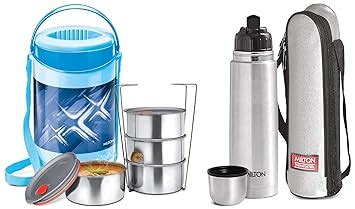 MILTON Econa Deluxe 4 Lunch Box (4 Container), Blue, Plastic ...