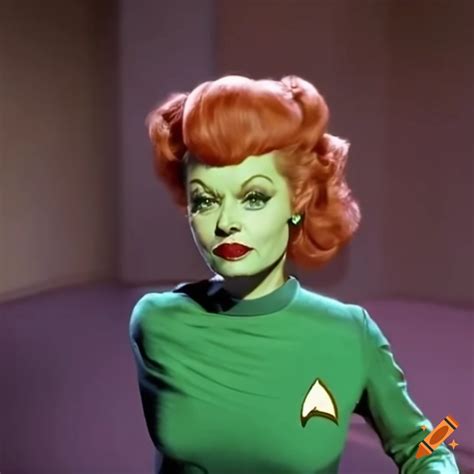 Lucille ball as a dancing green lady in a star trek scene on Craiyon