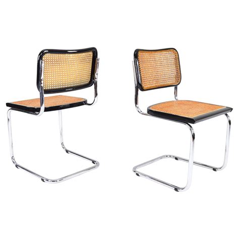 Mid-Century Modern Golden Steel Cesca Chairs of Marcel Breuer, Italy ...
