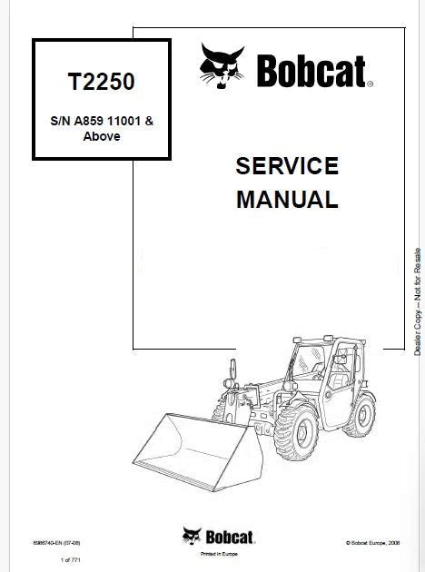 Bobcat T2250 Telescopic Handler PDF Repair & Service Manual