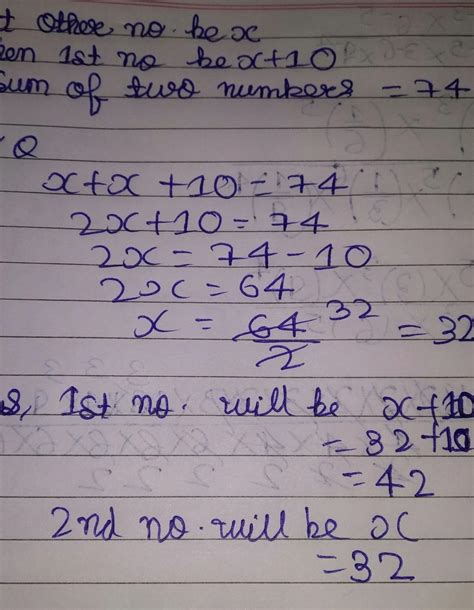 The sum of two numbers is 74 , if one of the number is 10 more than the ...