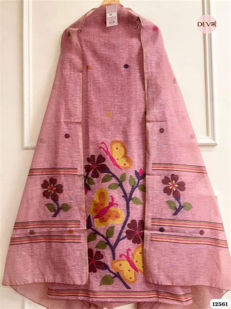 Pink Linen Printed Unstitched 3-Piece Suit (Devri – D.No 12561)