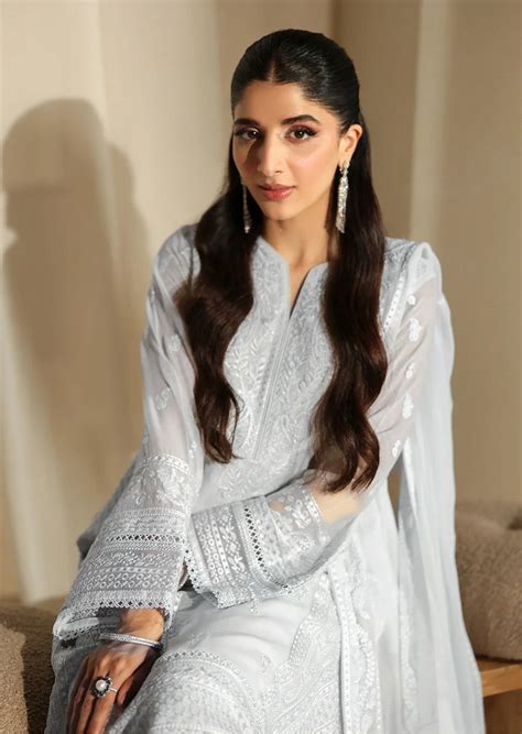 Azure Ice Blue Chiffon Pakistani Suit | Embroidered Festive Formal Wear ...