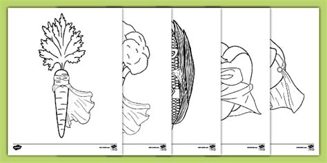 Vegetable Superheroes Coloring Sheets