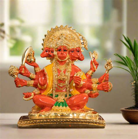 Gold Plated PanchMukhi Hanuman Ji Murti – Bhakti Samagri