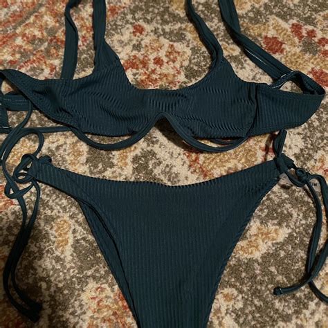 Shein dark green bikini set - Depop