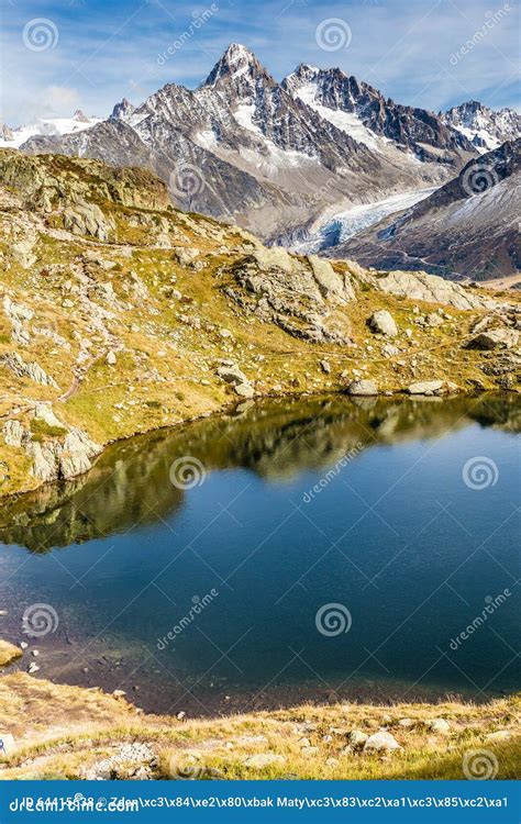 Lac Des Cheserys and and Mountain Range - France Stock Photo - Image of ...