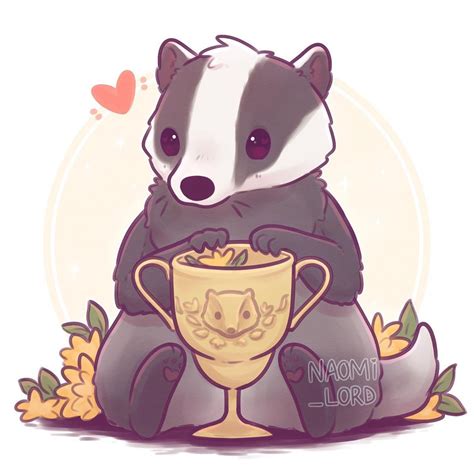 Naomi Lord Art on Instagram: " 💛 A Badger with Hufflepuff’s cup! 💛 ...