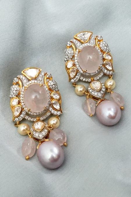 Buy Gold Plated Diamonds, Pearls Nasrin Layered Embellished Pendant ...