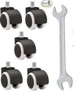 Jinx Threaded Twin Castor Revolving Chair Wheel Black & White Set of 5 ...