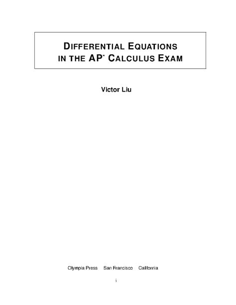 Diff EQ Book Review - THE LECTURE NOTES - DIFFERENTIAL EQUATIONS IN THE ...