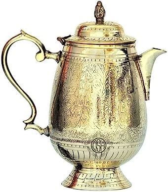 INDIAN ART VILLA Brass Barrel Design Jug Pitcher with Lid, 1250 ml for ...