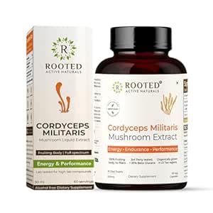 Buy Rooted Active's Cordyceps Mushroom Capsules & Tincture | Dual ...