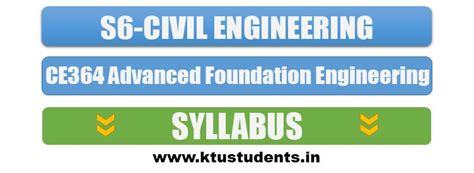 CE364 Advanced Foundation Engineering | Syllabus S6 CE Elective | KTU ...