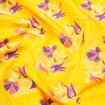 Tangerine Yellow Pure Katan Silk Banarasi Fabric – Khinkhwab