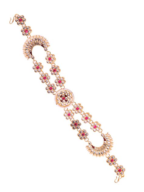 Buy Traditional Kundan Matha Patti with Red & White Stones, Gold-Plated ...