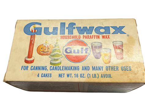 Vintage Gulf Gas & Oil Gulfwax Household Paraffin Wax IN ORIGINAL BOX ...