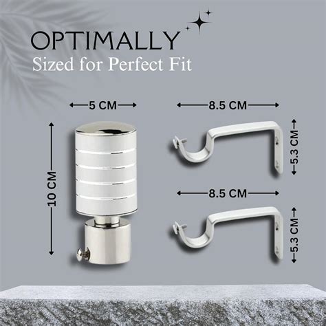 Gloxy Stainless Steel Curtain Rod Finials with Support– Silver