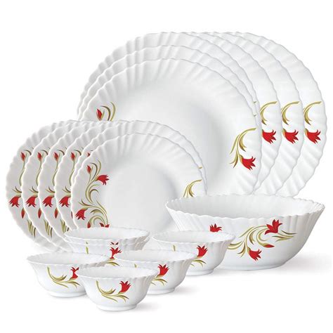Buy Larah by BOROSIL Opalware Dinner Set - 19 Piece, White Online at ...
