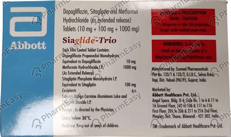 Buy Siaglide Trio 10/100/1000mg Strip Of 10 Tablets Online at Flat 15 ...