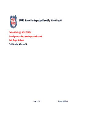 Fillable Online SPARS School Bus Inspection Report By School District ...