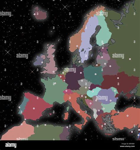 Map of Europe showing the capital cities Stock Photo - Alamy