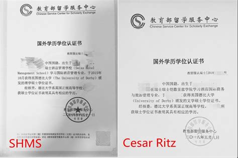 SHMS瑞管和Cesar Ritz恺撒里兹硕士(MSc, MA)学生获得中国教育部认证 | SEG瑞士教育集团