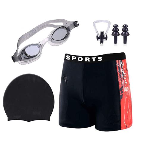 Poftik Men Swimming Costume Free Size Complete Swimming Kit with Cap a