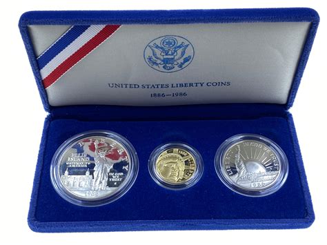 Lot - 1986 US Liberty 3 Coin Proof Set Gold and Silver