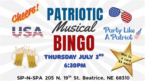 Patriotic Musical Bingo, 205 N. 19th St., Beatrice, NE, United States ...