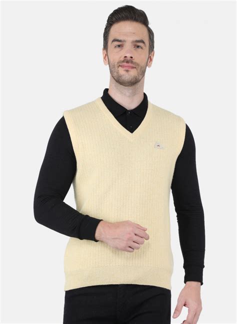 Buy Men Light Yellow Solid Sweater Online in India - Monte Carlo