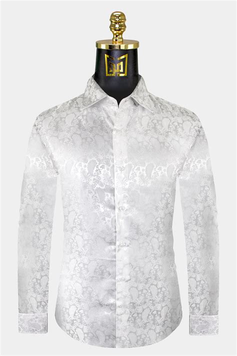 Mens White Paisley Shirt Men's Silver Paisley Shirt | Gentleman's Guru