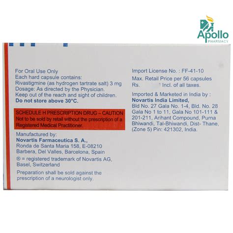 Exelon 3 Tablet 14's Price, Uses, Side Effects, Composition - Apollo ...