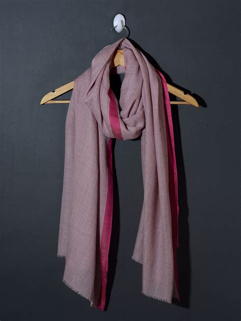 Striped Border Pashmina - Pink – OMVAI India