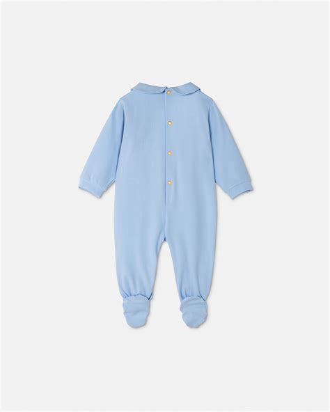 Embroidered Medusa Baby Sleepsuit Blue | VERSACE US