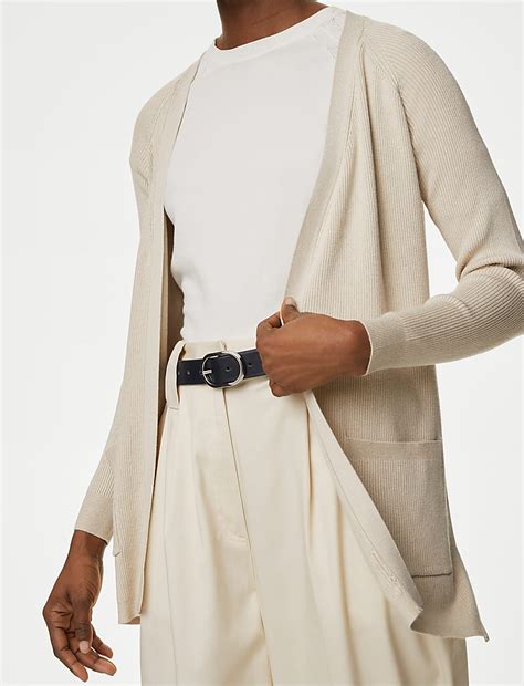 Buy Ribbed Edge to Edge Longline Cardigan at Marks & Spencer