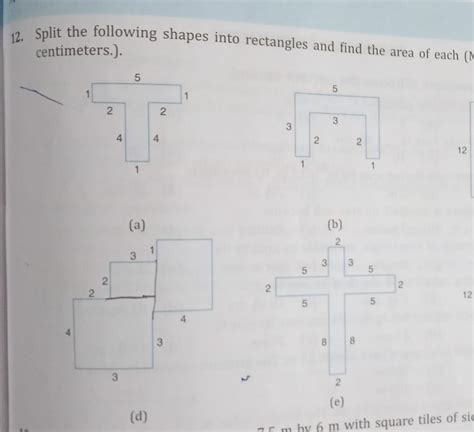 12. Split the following shapes into rectangles and find the area of ...