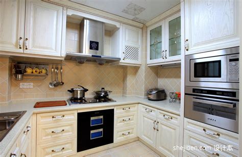 2017田园风格u型整体6平米家居白色橱柜厨房装修效果图 – 设计本装修效果图