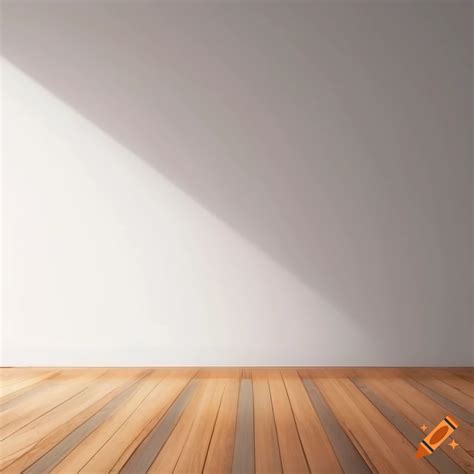 Minimalist room with white walls and wooden floor on Craiyon