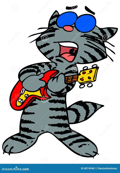 Cat playing guitar stock vector. Illustration of funny - 8074940