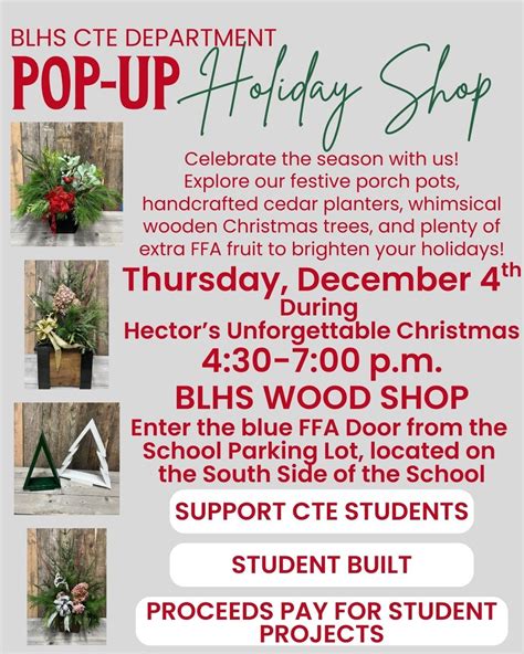 BLHS CTE Holiday Pots and Wooden Tree Pop-up Sale, BLHS Mustangs ...