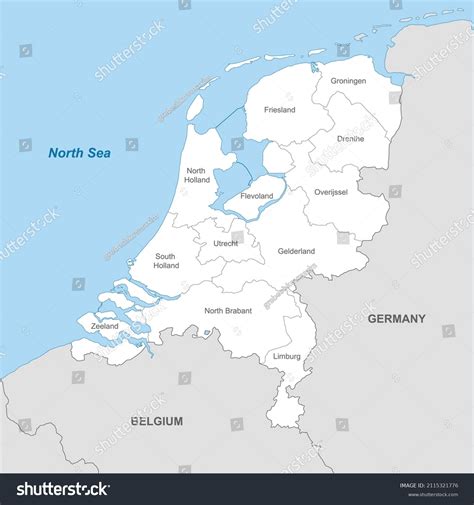 Political Map Netherlands Borders Borders Regions Stock Vector (Royalty ...